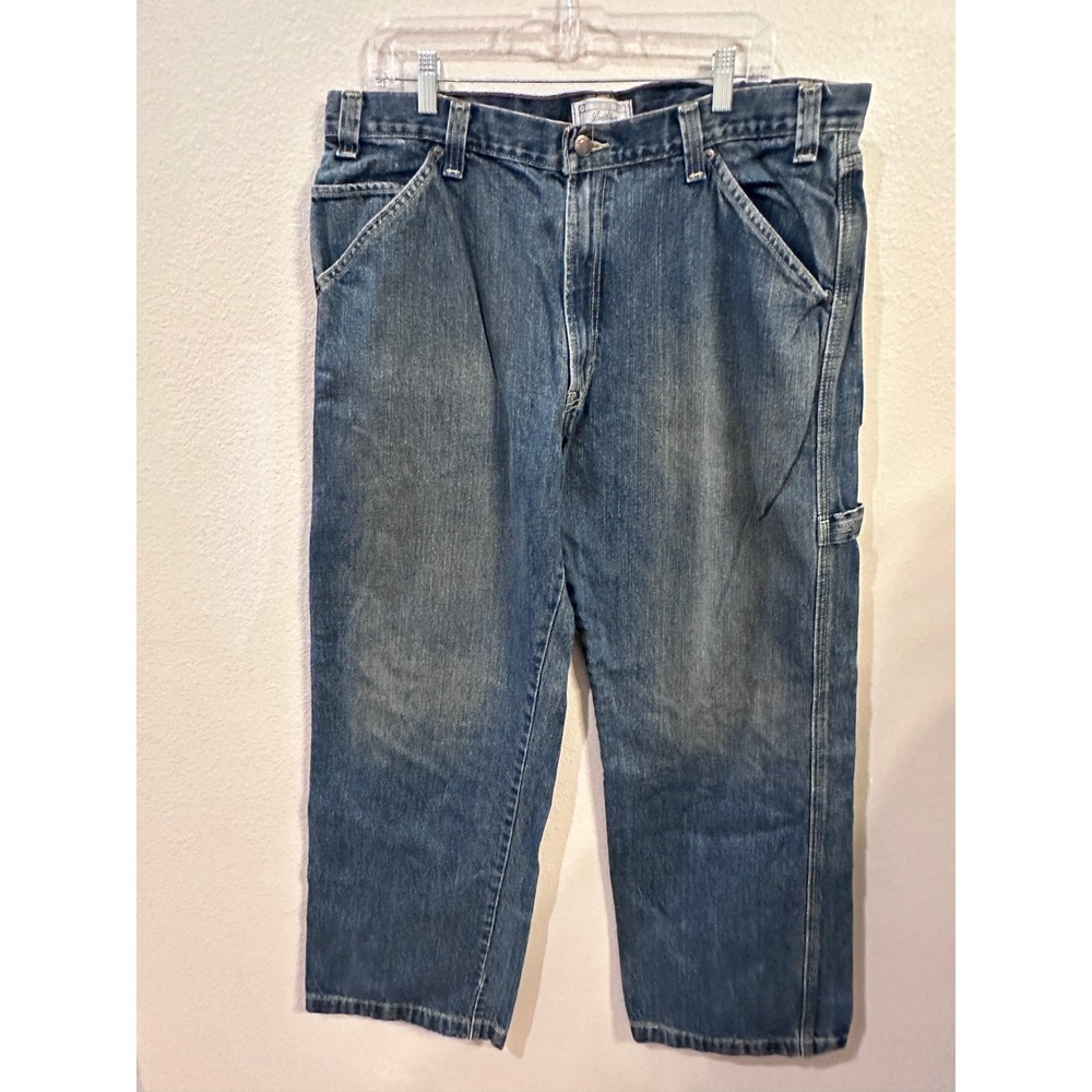 Levi Strauss Signature Mens Carpenter Jeans 36x30 Blue Denim Workwear Utility